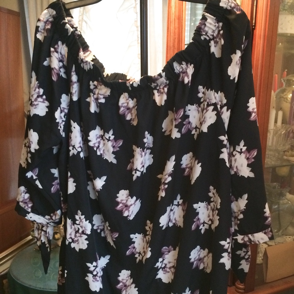 Off the shoulder flowered shirt